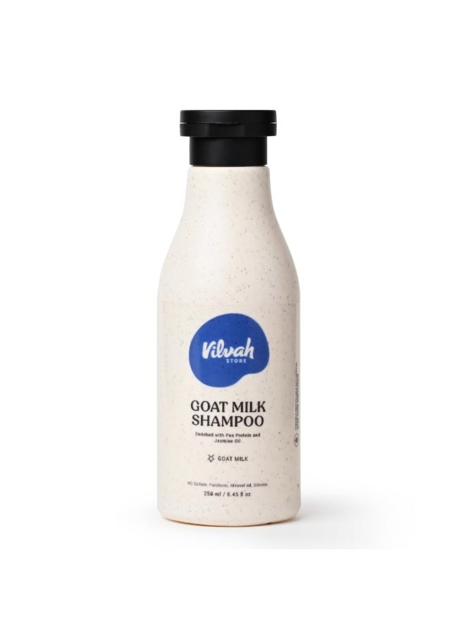 vilvah STORE Vilvah Goat Milk Shampoo | with Ceramides for Dry & Frizzy Hair | Nourishing Natural Shampoo that Strengthens, Smoothens & Adds Shine | Sulphate-Free Hair Cleanser for Men & Women | 250ml - Image 1